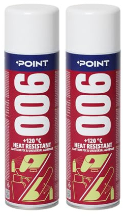 POINT 006 Colle en Spray Résistante à 120°C – Collage Multi-Surfaces, Pulvérisation Uniforme et Finition Transparente Jusqu'à 2 m² pour Garnitures Auto, Tapisserie et Bricolage – 2 x 500 ml