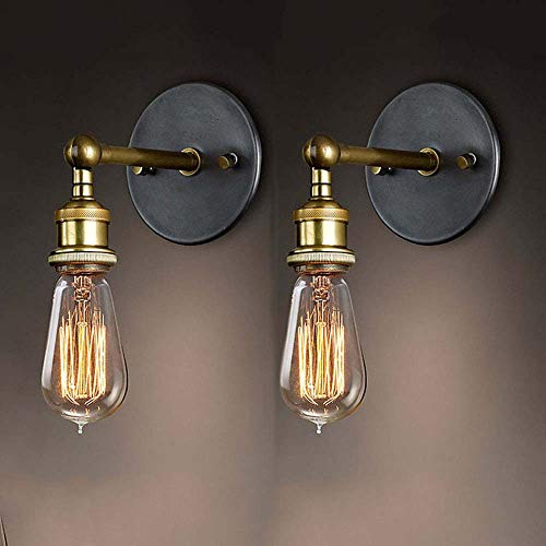 Chao Zan 2 Stück -Drehbare Wandleuchte, Wandleuchte Vintage Verstellbar Metall Wandlampe Antik Wandlampe Rustikal für Landhaus Schlafzimmer Wohnzimmer Esstisch Restaurant, Café, Flur.