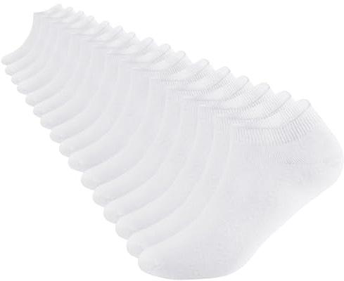DarkCom Low Cut Ankle Socks for Women and Men, 8 Pairs Thin Cotton, Size 9-13, White