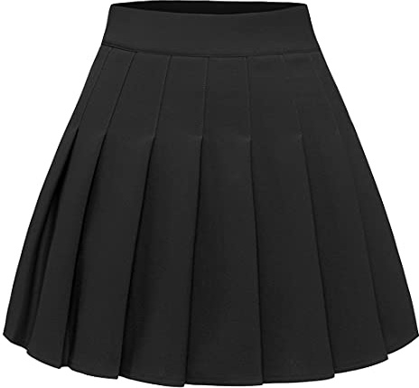 Timormode Pleated Skirt for Women Short High Waist Skirt Tennis School Skirt TMBZQ09 Black M