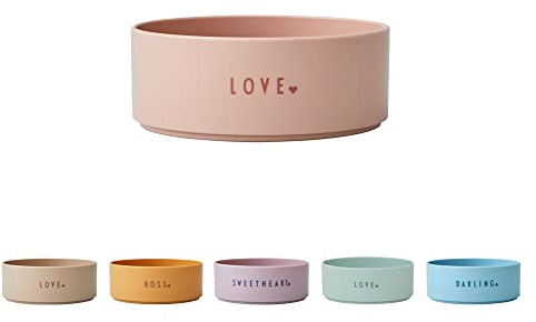 Design Letters MINI Lieblingsschale in Tritan für Baby und Kinder, MINI LOVE (Nude) - BPA-frei & BPS-frei, Süße Wörter auf Vorder- und Rückseite gedruckt, Drop-Safe, Spülmaschinenfest