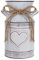 Belle Vous Vase Vintage à Fleurs en Métal – 10,3 x 19 cm - Pot à Lait Blanc de Style Fermier Shabby Chic Vintage avec Cœurs - Pot Lait Zinc Décoratif pour Décoration de Maison/Mariage et Plantes