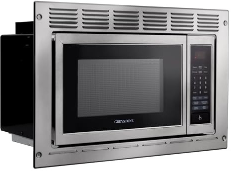 RecPro Over the Range RV Microwave | .9 cubic ft Stainless Steel Microwave with Trim Kit | 900 Watt | Direct Replacement for Greystone