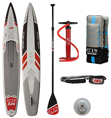 JBAY.ZONE Rush CJ4, Tavola Stand Up Paddle Gonfiabile per Performance, Doppio Strato di PVC Fusion, Pompa a Doppia Azione, Pagaia Regolabile e Borsa Incluse, Fino a 190kg, 426x71x15 cm