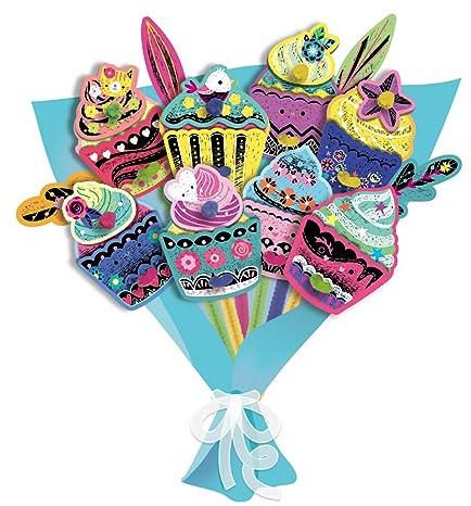 Avenir 6301733 Scratch Pictures, Craft Set, Cupcake Bouquet, DIY Creative Set for Children from 5 Years, Make Your Own Bouquet