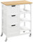 Yaheetech Kitchen Storage Trolley on Wheels, Rolling Kitchen Island Cart with 3 Drawers and 3 Shelves, Mobile Storage Sevring Trolley Cart for Dining Room, Bathroom, Laundry, Living Room, White