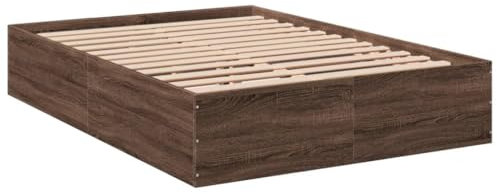 vidaXL Bettgestell, Bett Doppelbett für Schlafzimmer, Bettrahmen mit Lattenrost, Schlafzimmerbett Modernes Design, Braun Eichen-Optik 140x200cm Holzwerkstoff