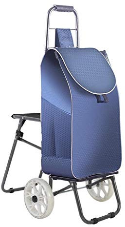Carretilla de mano plegable portátil con bolsa impermeable y asiento, ligero y reutilizable, carrito de compras al aire libre (tamaño azul #1)