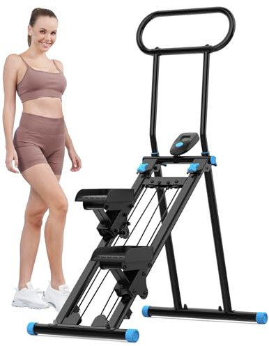 HXD-ERGO Stair Stepper für Zuhause, Folding Kompakt Stairmaster, Verstellbare Griffe Treppensteiger Fitnessgerät, Home Gym Ganzkörpertraining, Po Formen