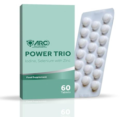 Iodine & Selenium with Zinc Power Trio Minerals Supplement Tablets | Reduction of Tiredness & Fatigue | Supplements for Men & Women (60)