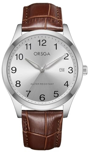 CIVO Leicht Lesbar Uhren Herren: Große Ziffern Analog Braun Lederarmband Armbanduhr Wasserdicht Datum - Geschenk für Senioren mit Sehschwäche