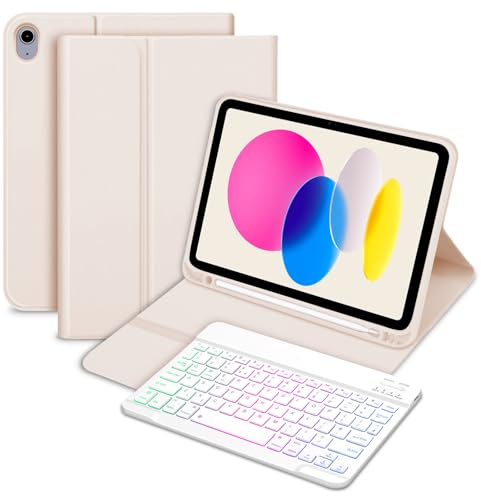 Bettdow för iPad A16 11:e generationen 2025/10th Generation 2022 tangentbordsfodral, brittisk layout avtagbart bakgrundsbelyst trådlöst tangentbord, fodral med pennhållare för iPad A16 11 tum/10:e