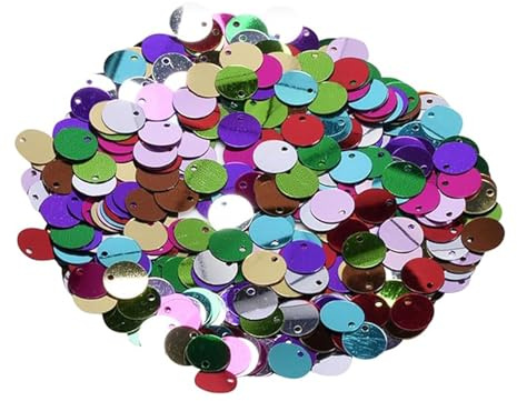 Sequins for Crafts, 1cm Large Round PVC Sequins with Hole, 60g | Shiny PVC Material, Large 1cm Round Size, Pre-Punched Hole, Suitable for Sewing, Clothes Decoration and DIY Arts Crafts