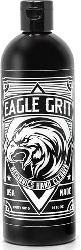 Eagle Grit Heavy Duty Industrial Hand Cleaner – USA Made Mechanic Soap – Silica-Based, Solvent-Free Hand Degreaser – Removes Grease, Oil, Paint, & More – Moisturizing, Eco-Friendly, Drain Safe – 16 Oz