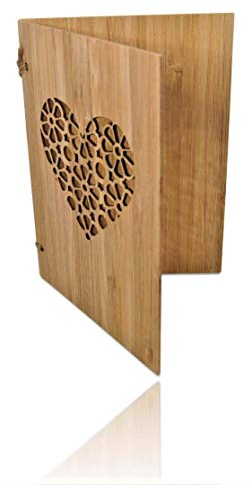 SZillion Handgefertigte beschreibbare Bambuskarte mit Herz | Hochzeitskarte | Geburtstagskarte | Geschenkkarte | Einladung Karte Holz