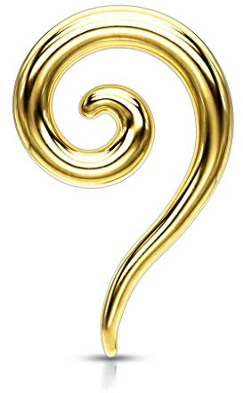 beyoutifulthings Dehn-Spirale Lang Edelstahl Taper Gold Dehnanhänger Dehnungs-Schnecke Dehnungs-Sichel Ohr-Piercing Ohr-Schmuck 4mm