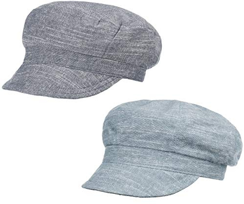 Lipodo Summer Newsboy Wendecap Damen - Wendbar - Ballonmütze aus 70% Baumwolle, 30% Leinen - Baker-Boy-Mütze mit meliertem Look - Mit Stretchband - Damenmütze Frühjahr/Sommer Denim M (57-58 cm)