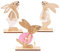 Zaloife Conejo Decorativo Pascua, 3 Piezas Decoración de Pascua de Madera, Conejo de Pascua Madera, Decoración de Conejito de Pascua
