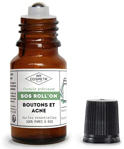 MY COSMETIK - Roll-on : SOS Boutons et acné - Facile à appliquer - Concentre les huiles essentielles et huiles végétales les plus efficaces - 100% pures et BIO - 10 ml