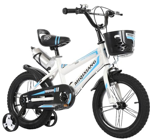 Touch of Venetian 12 14 16 Boys Children Bike with Stabilisers Wheels Kids Bike for Ages 3-9 Years Old Blue (12 inch)