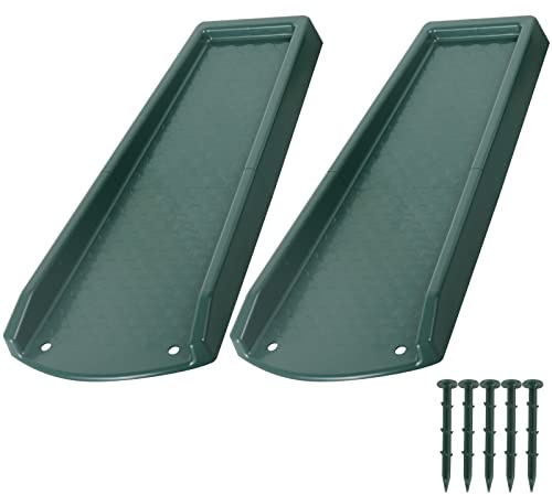 plusgutter Rain Gutter Downspout Splash Block, Gutter Downspout Extensions for Water Drainage, 24 Gutter Splash Guards Downspout Extender, Fixable Down spout Drain Trays with PE Nails(2 Pack, Green)
