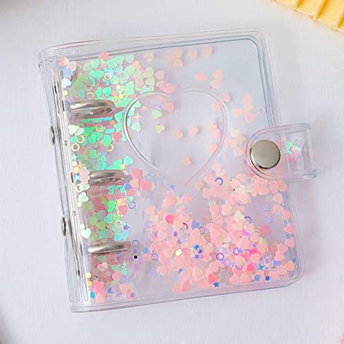 runrayay 3 Zoll Kpop Photocard Holder Book Photocard Arbeitsmappe, Mini-Album, transparente Helligkeit, helles Herz Kleine Fotokarte Book Kpop Fotogalerie 20 Taschen, rosa