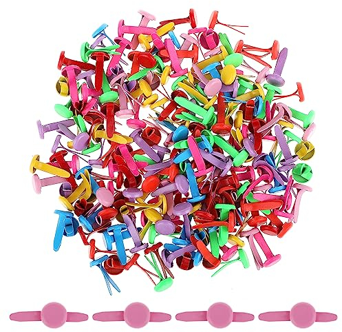 Giantree 200 Stück Mini Brads, Musterklammern Metall Runde Gold/Silber/Farbe Musterklammern rundkopfklammern für Scrapbooking Papier Briefklammern Basteln HandwerkDIY Kunsthandwerk 17 x 8mm (Farbe)