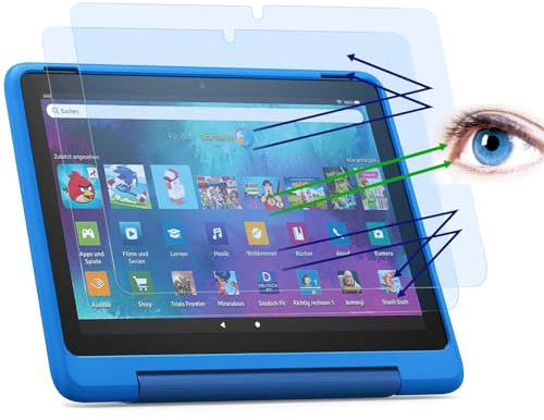 PYS Anti Blaulicht Schutzfolie für Fire HD 10/10 Kids Tablet Anti Glare Kratzfest Blaulichtblock um Augen zu Schutzen 2 Stück nur für 11. Generation 2021