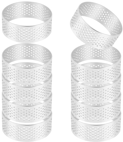 Iunipusy Set di anelli per torte in acciaio , 5 cm, rotondi, resistenti al , qualità professionale per prodotti da forno in casa, confezione da 10 pezzi