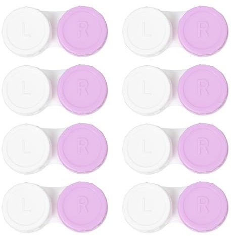 Dhoptical 8 Pack Purple Contact Lens Cases,Outdoor Portable Mini Contact Lens Kit,Perfect for Travel & Everyday Use