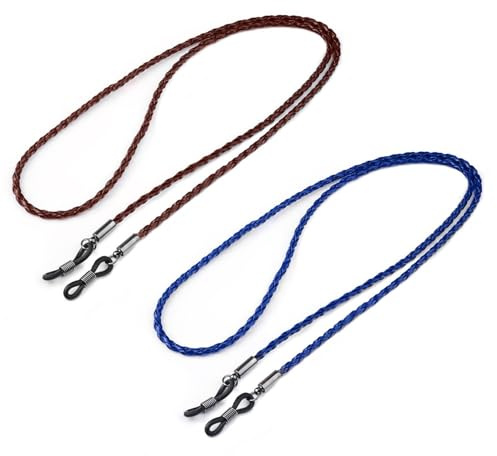 SLAXJNE 2 Pièces Corde À Lunettes, Lanière De Lunettes De Soleil, Corde À Lunettes Simple Et À La Mode, Accessoires De Lunettes, Lanière De Lunettes en Cuir PU, Collier De Lunettes