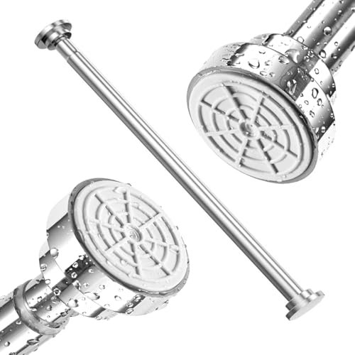 GQC Teleskopstange aus Edelstahl, Ausziehbare Duschvorhangstange ohne Bohren, Gardinenstange zum Klemmen, Rutschfeste Klemmstange für Vorhang, Schrank, Badezimmer, Fenster, Türen, 45-204cm