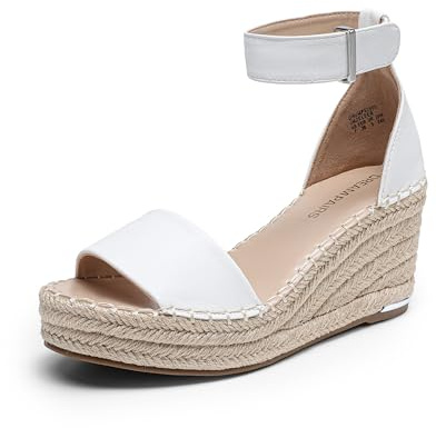 DREAM PAIRS Alpargatas Cuña Mujer,Size 39,Blanco,DWUMPS2505