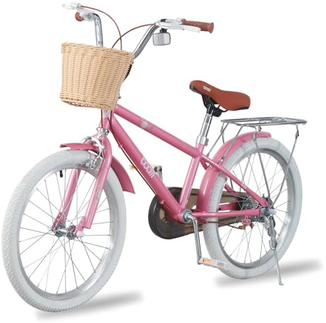 TRIOBLADE Girls Bike 16 18 20 22 Kids Bike Pink Children Bicycle with Stabilizers Basket, Girls Children Bike Gift Ages 2-9 Years Old Adjustable Seat (22 inch)