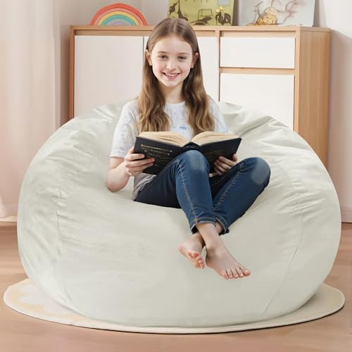 Homguava 2FT Bean Bag Chair Bean Bags with Memory Foam Filled,Beanbag Chairs Round Bean Bag Sofa with Dutch Velvet Cover