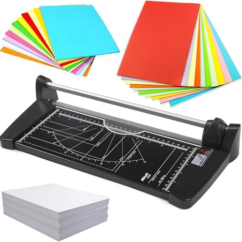 Taglierina manuale for carta A2/A3/A4, taglierina a ghigliottina in metallo, taglierina rotante for carta A2 con linee di scala, larghezza di taglio 31,8 cm-60 cm, taglia 10 fogli for carta da pacchi(