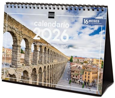 Finocam - Desktop Calendar 2026 Month View January - December 2026 + Sep.- Dec. 2025 (4 months) reduced | Calendar 2026 | Images Cities - English