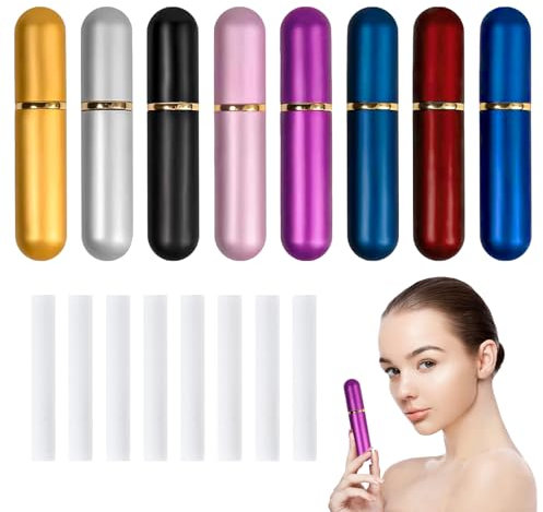 8 penne olfattive per oli essenziali, penna per inalazione, bacchette profumate, set di inalatori nasali con 8 aste, design compatto per la cavità nasale, riutilizzabili