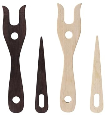 IDNVFY 2 Ensembles D'Outils De Tricot De Fourche en Bois, Fourches À Fleurs en Tricot en Fil, Fourchettes De Tricot pour Enfants, Outils De Tricot De Bricolage (Couleur Primaire, Couleur De Noix).