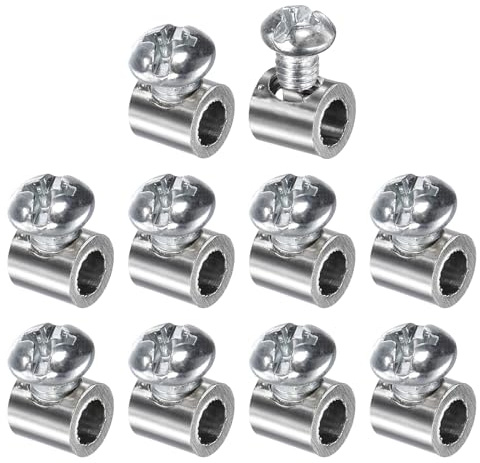 sourcing map 10 clip per funi metalliche, fermacavo in rame con 1 vite a croce M4, morsetto di fissaggio adatto per funi metalliche da 1-1,5 mm, per la vita domestica, edilizia, trasporto, argento
