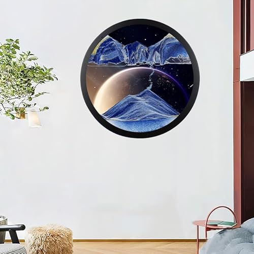 Väggkonst 360° roterande glas, rörlig, flytande sand, sandlandskap, film, väggmonterad, roterande skulptur för hemmakontor, kinetiska sandverktyg