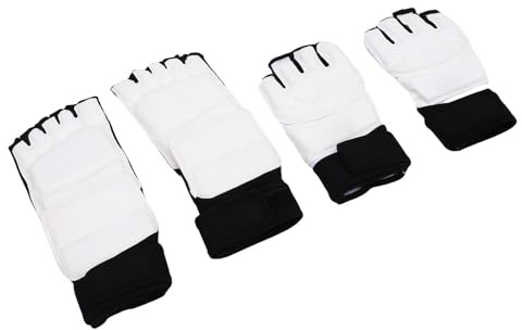 UPALDHOU Protezione per le Mani Taekwondo, in PU con Protezioni per i Piedi, Attrezzatura da Allenamento Regolabile per Sparring, Kickboxing, Boxe, Muay Thai (M)