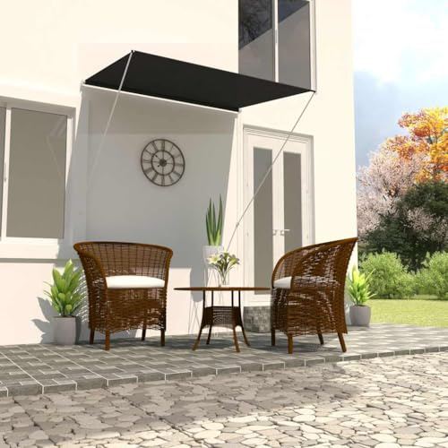 Mokuyary Infällbar markis 150 x 150 cm antracit klämmarkis balkongmarkis höjdjusterbar solskydd för fönster balkong terrass trädgård