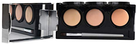 Full Coverage Concealer Palette, Waterproof Concealer Cream, 3 Colors + Brush, by Dermaflage