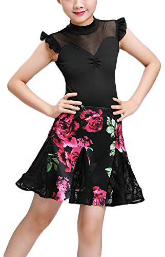 Mädchen Latein Tanzkleid Latin Rumba Salsa Tango Kleid Tanz Kostüm Performance Dancewear 120