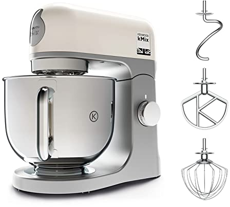 Kenwood kMix KMX750CR - Robot de cocina con cuenco de acero inoxidable de 5 l, sistema de seguridad de uso seguro, caja de metal, 1000 W, kit de repostería de 3 piezas y protección contra
