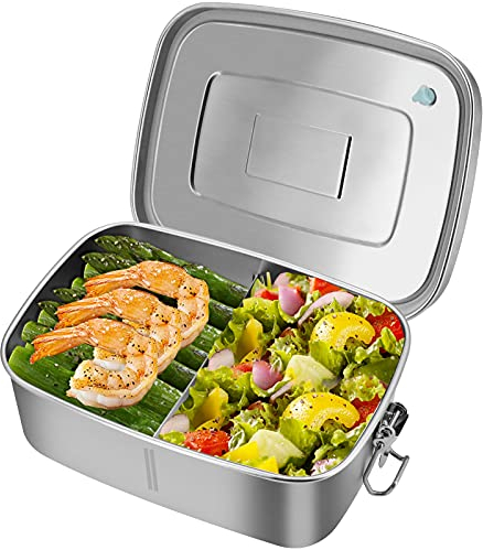 HONZUEN Boîte à Bento en Acier Inoxydable, 1100 ML Boîte à Lunch en Anti Fuite avec Compartiment, Boîte à Lunch Bento en Portable pour Enfants et Adultes Lunch Box pour Pique-Nique Ecole Travail