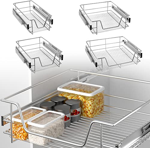 Froadp Cajón Telescópico de Cocina, Estante Extraíble, Armario de Dormitorio, Almacenamiento Completo (40 cm, 2 Piezas/Juego)