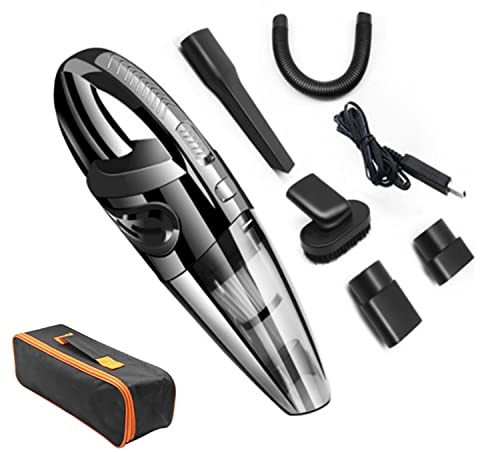 Aspiradora de Mano Inalámbrica Portátil 120W 2200mAh Succión Fuerte, Carga rápida USB, Aspiradora en Seco y Húmedo con Filtro HEPA Lavable y Bolsa de Transporte para Oficina Hogar Coche Mascotas