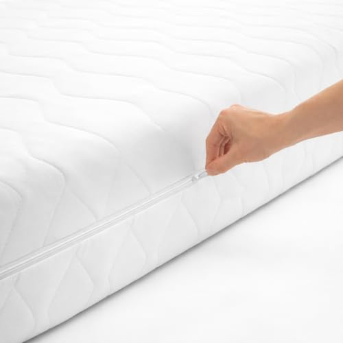 Matratzenbezug ersatz schoner bezug gesteppt reißverschluss waschbar KingBEZUG (90x200x16 cm)